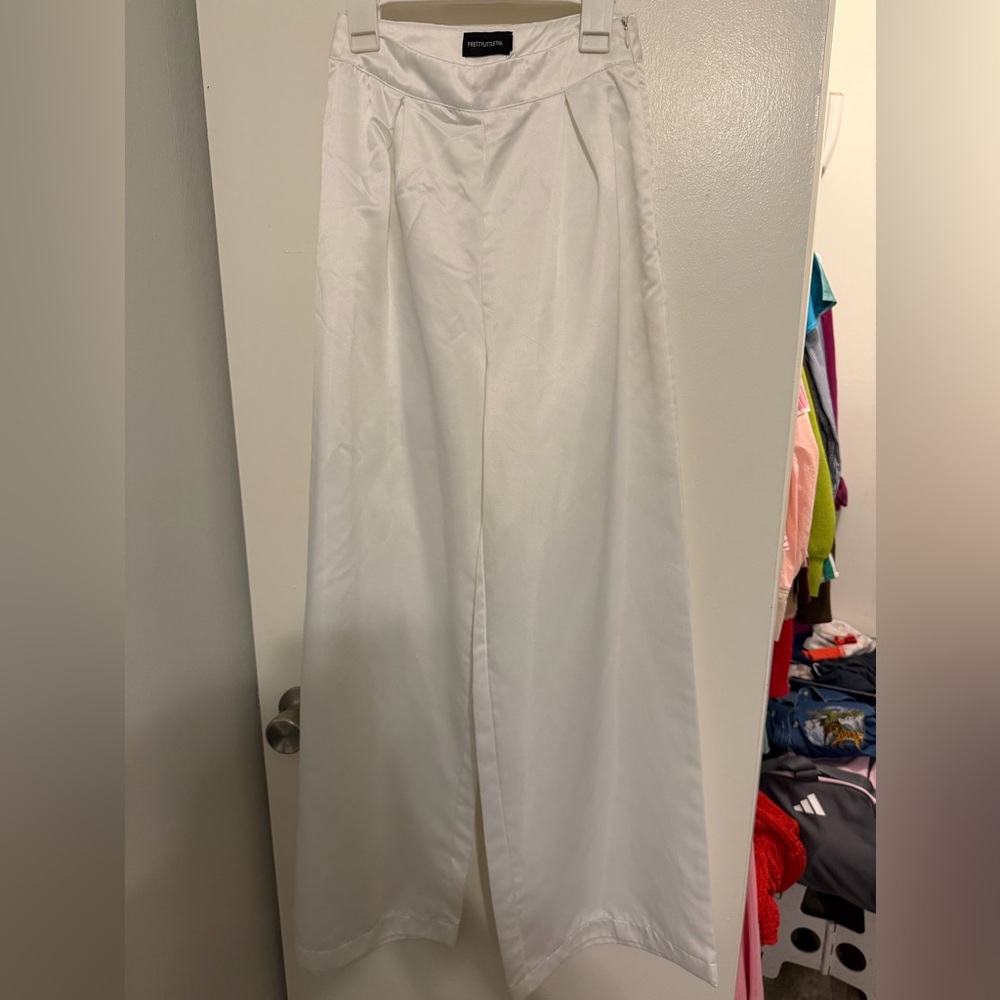 PrettyLittleThing White Wide Leg Pants